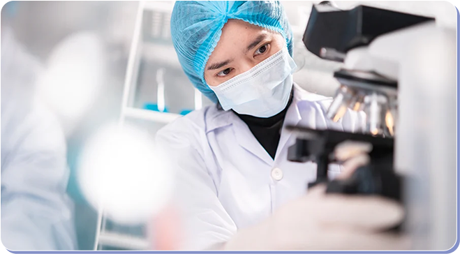 Lab scientist conducting precision health research